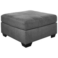 Oversized Accent Ottoman with Stitching Details, Dark Gray
