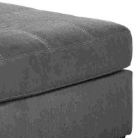 Oversized Accent Ottoman with Stitching Details, Dark Gray
