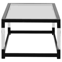 Cocktail Table with Acrylic Legs and Metal Base, Clear
