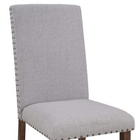 Side Chair with Fabric Seat and Nailhead Trim, Set of 2, Gray