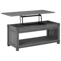 Lift Top Cocktail Table with 1 Open Shelf, Gray