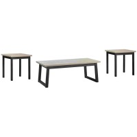 Coffee Table Set with Replicated Grain Texture, Set of 3, Brown