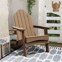 Lue Bona Folding Adirondack Chair Brown Hdps Fire Pit Patio Chairs Weather Resistant Modern Plastic Outdoor Chairs With Cup Ho