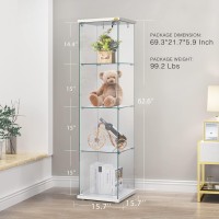 Vivohome 4 Layers 15.7''W X 15.7''D X 62.6''H Glass Display Cabinet Countertop Showcase With Lock, 5Mm Tempered Glass 25Mm Mdf Base