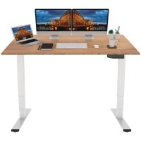 Flexispot Pro 3 Stages Dual Motor Bamboo 60X30 Inch Electric Standing Desk Whole-Piece Board Adjustable Height Desk Electric Stand Up Desk Sit Stand Desk(White Frame + Bamboo Desktop)