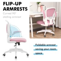 Felixking Office Chair, Ergonomic Desk Chair With Adjustable Height, Swivel Computer Mesh Chair With Lumbar Support And Flip-Up Arms, Backrest With Breathable Mesh (Pink)