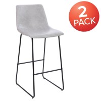 30 inch LeatherSoft Bar Height Barstools in Light Gray Set of 2