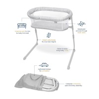 Halo Baby Flex Bassinest, Adjustable Travel Bassinet, Easy Folding, Lightweight With Mattress And Carrying Bag, Heather Weave