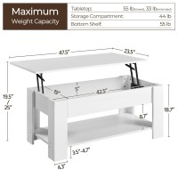 Yaheetech Lift Top Coffee Table With Hidden Compartment And Storage Shelf Rising Tabletop Dining Table For Living Room Receptio