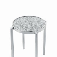 End Table with Tubular Rounded Legs and Frosted Glass Top, Silver