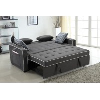 Austin Modern Gray Fabric Sleeper Sofa With 2 Usb Charging Ports And 4 Accent Pillows