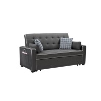 Austin Modern Gray Fabric Sleeper Sofa With 2 Usb Charging Ports And 4 Accent Pillows