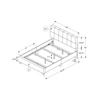 Monarch Specialties I 5604Q Bed Frame Button Tufted Upholstered Headboard No Box Spring Needed Platform Bed Queen Beige