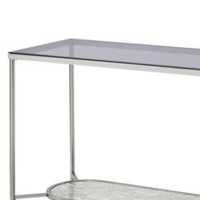 Sofa Table with Textured Obround Shelf, Silver