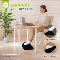 Ergofoam Foot Rest Under Desk (Tall) - Large Premium Velvet Soft Foam Footrest For Desk - Most Comfortable Desk Foot Rest In The World For Back, Lumbar, Knee Pain - Foot Stool Rocker (All Black)