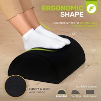 Ergofoam Foot Rest Under Desk (Tall) - Large Premium Velvet Soft Foam Footrest For Desk - Most Comfortable Desk Foot Rest In The World For Back, Lumbar, Knee Pain - Foot Stool Rocker (All Black)