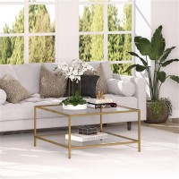 Hennhart Square 32 Wide Coffee Table In Brass Modern Coffee Tables For Living Room Studio Apartment Essentials