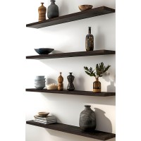 Ikjzizp 36 Inch Rustic Farmhouse Floating Shelves For Wall Decor Storage Wood Wooden Wall Shelves For Bedroom Bathroom Kitchen L