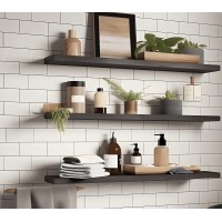 Ikjzizp 36 Inch Rustic Farmhouse Floating Shelves For Wall Decor Storage Wood Wooden Wall Shelves For Bedroom Bathroom Kitchen L