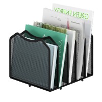 Simple Trending Mesh Desktop File Sorter Organizer  5-Section Bookshelf For Desk Home Office  Black