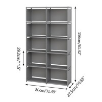 Moyipin Bookshelves Assembled Storage Rack Bedroom Living Room Vertical Cabinet Bookshelf Double Row 10Grid Multifunctional