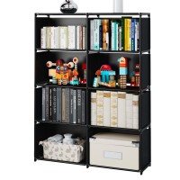 Moyipin Bookshelves Assembled Storage Rack Bedroom Living Room Vertical Cabinet Bookshelf Double Row 8Grid Multifunctional