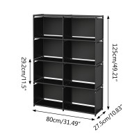 Moyipin Bookshelves Assembled Storage Rack Bedroom Living Room Vertical Cabinet Bookshelf Double Row 8Grid Multifunctional