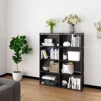 Moyipin Bookshelves Assembled Storage Rack Bedroom Living Room Vertical Cabinet Bookshelf Double Row 8Grid Multifunctional