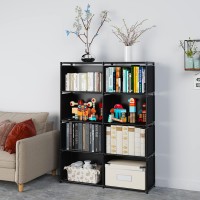 Moyipin Bookshelves Assembled Storage Rack Bedroom Living Room Vertical Cabinet Bookshelf Double Row 8Grid Multifunctional