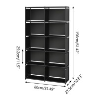 Moyipin Bookshelves Assembled Storage Rack Bedroom Living Room Vertical Cabinet Bookshelf Double Row 10Grid Multifunctional