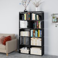 Moyipin Bookshelves Assembled Storage Rack Bedroom Living Room Vertical Cabinet Bookshelf Double Row 10Grid Multifunctional