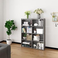 Moyipin Bookshelves Assembled Storage Rack Bedroom Living Room Vertical Cabinet Bookshelf Double Row 8Grid Multifunctional