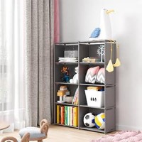 Moyipin Bookshelves Assembled Storage Rack Bedroom Living Room Vertical Cabinet Bookshelf Double Row 8Grid Multifunctional