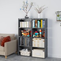 Moyipin Bookshelves Assembled Storage Rack Bedroom Living Room Vertical Cabinet Bookshelf Double Row 8Grid Multifunctional