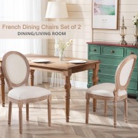 Nrizc French Dining Chairs Set Of 2 French Country Dining Chairs Vintage Farmhouse Dining Chairs With Round Back Solid Wood B