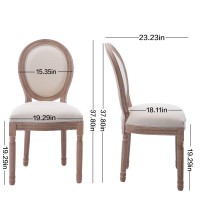 Nrizc French Dining Chairs Set Of 2 French Country Dining Chairs Vintage Farmhouse Dining Chairs With Round Back Solid Wood B