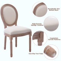 Nrizc French Dining Chairs Set Of 2 French Country Dining Chairs Vintage Farmhouse Dining Chairs With Round Back Solid Wood B