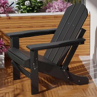 Wututuee Adirondack Chair Weather Resistant Folding Outdoor Patio Adirondack Fire Pit Plastic Chair For Outside, Deck, Garden, Campfire, Composite (Black)