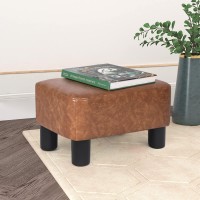 Asense Footrest Ottoman Modern Small Rectangular Faux Leather Footstools For Living Room Bedroom (Brown)