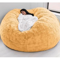5Ft Giant Fur Bean Bag Chair For Adult Living Room Furniture Big Round Soft Fluffy Faux Fur Beanbag Lazy Sofa Bed Cover(It Was Only A Cover, Not A Full Bean Bag) Faux Fur Beanbag Lazy Sofa Bed Cover