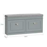 Haotian Grey Storage Shoe Bench With 2 Flip Drawers Padded Seat Cushion Enterway Bench Shoe Cabinet Shoe Organizer Hidden Sh