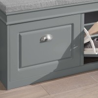 Haotian Grey Storage Shoe Bench With 2 Flip Drawers Padded Seat Cushion Enterway Bench Shoe Cabinet Shoe Organizer Hidden Sh