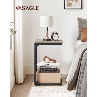 Vasagle C-Shaped End Table, Small Side Table For Couch, Sofa Table With Metal Frame For Living Room, Bedroom, Bedside, Greige And Black