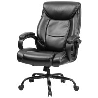 Outfine Heavy Duty Office Chair 400Lbs Executive Office Chair Leather Desk Chair Computer Chair With Ergonomic Support Tilting Function Upholstered In Bonded Leather Blcak