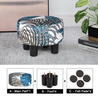 Edeco Modern Small Round Fabric Ottoman Footrest Footstool With Plastic Legs For Living Room Bedroom (Multi-Color)