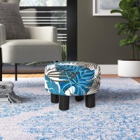 Edeco Modern Small Round Fabric Ottoman Footrest Footstool With Plastic Legs For Living Room Bedroom (Multi-Color)