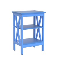 Vecelo Sideend Table With Storage Shelf Nightstands For Childrens Living Room Bedroom Office Set Of 2 Dark Blue