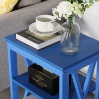 Vecelo Sideend Table With Storage Shelf Nightstands For Childrens Living Room Bedroom Office Set Of 2 Dark Blue