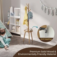 Greenstell Coat Rack, Wooden Coat Rack Freestanding With Shelf, Coat Tree With 4 Height Options 50.5