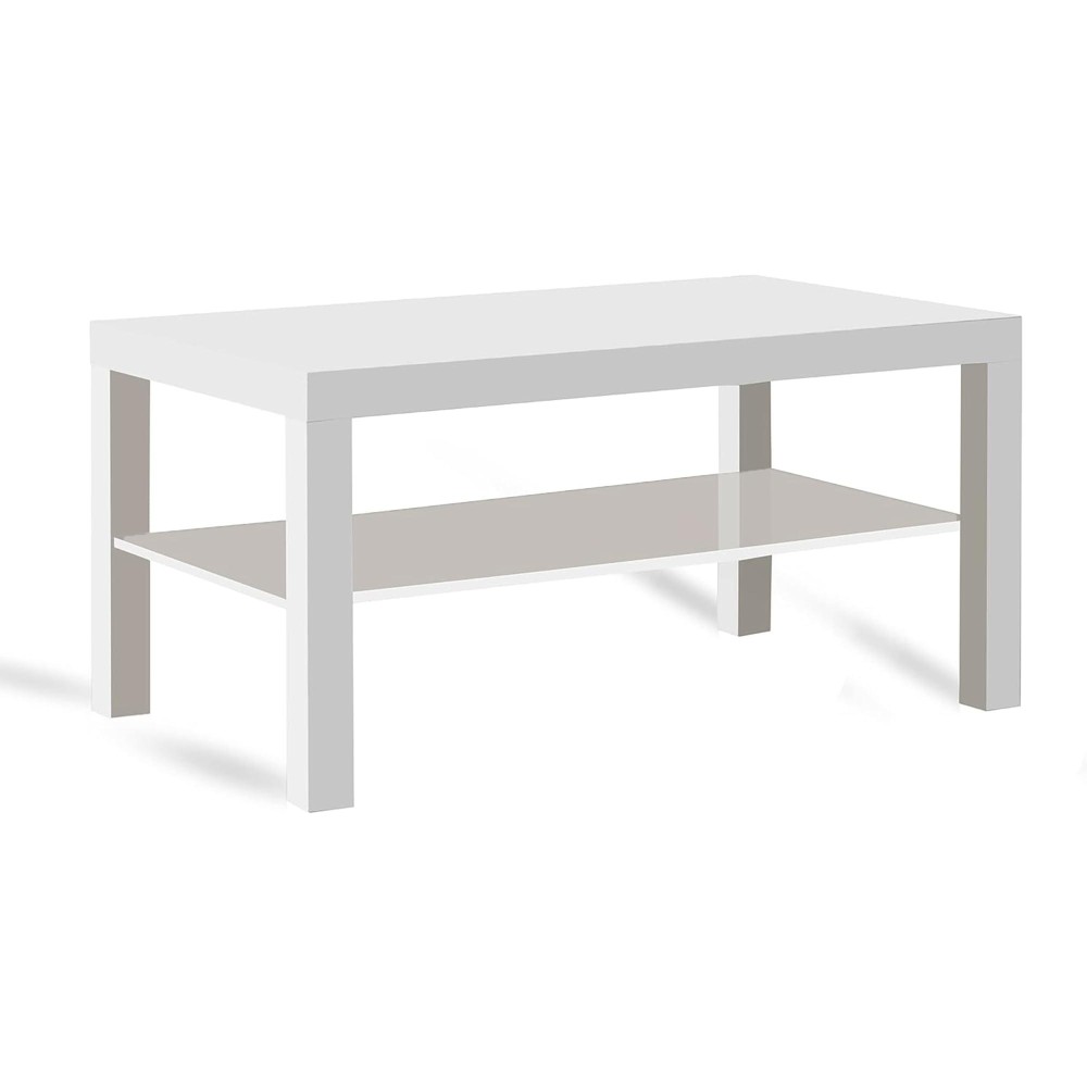 Mac Lack Coffee Table Modern Stylish Coffee Table, Lack Coffee Living Room, Herringbone Coffee Table, White Coffee Table With Shelf, Easy To Assemble, Environment Friendly 90X55 Cm